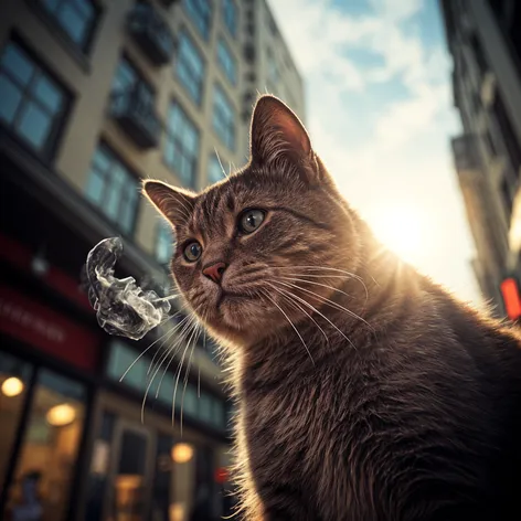 cat smoking cigarette