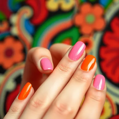 pink and orange nails