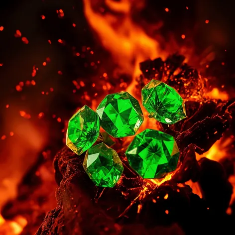 Green diamonds on fire