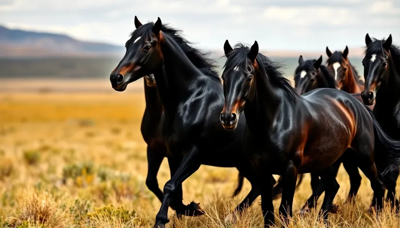 black mustang horses