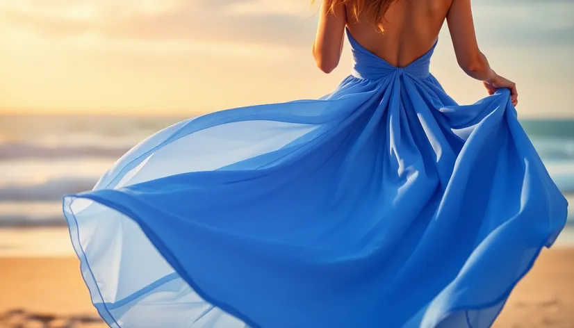 flowing blue dress