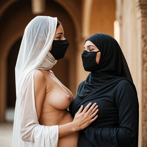 Two niqabi women naked