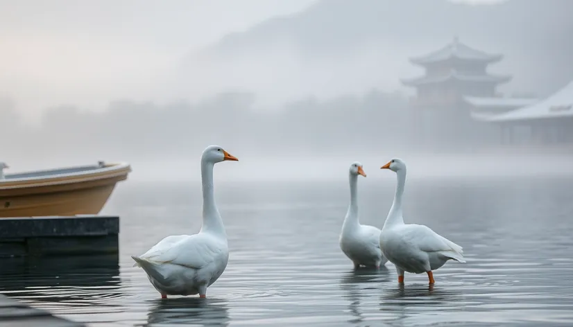 white chinese geese