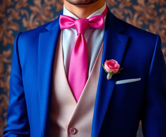 blue wedding suit pink