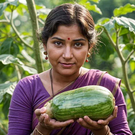 Beautiful indian handling eggplant