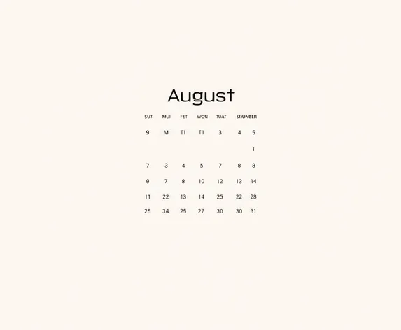 blank august 2024 calendar