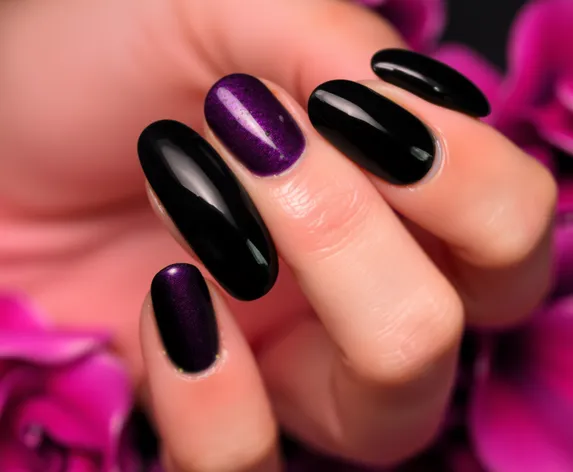 black and purple nails