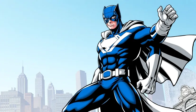 blue and white superhero