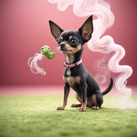 Black Chihuahua smoking joint