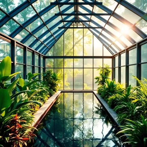 greenhouse with pool inside