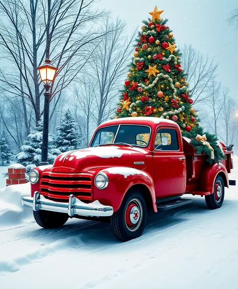 red truck christmas tree