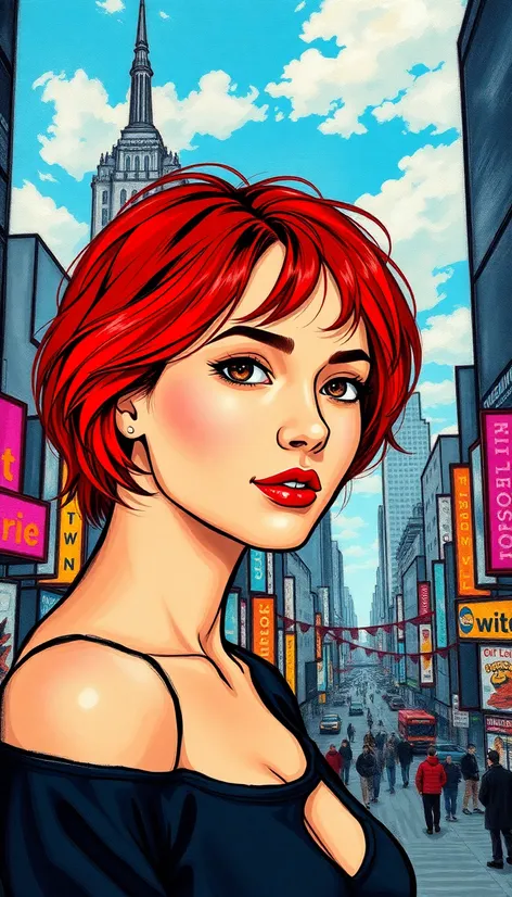 short red hair woman