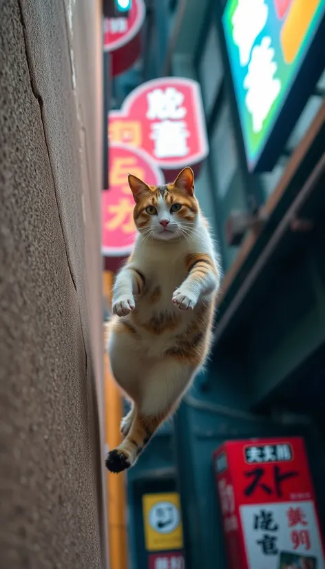 cat climbing the wall