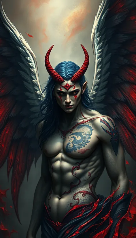 angel with devil tattoo