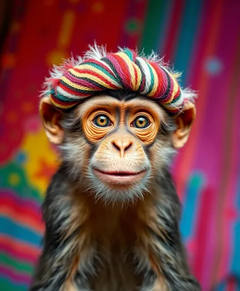 monkey wearing wig