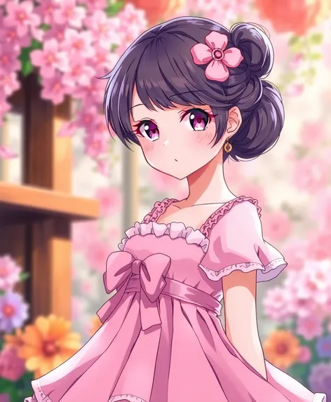 pink dress anime