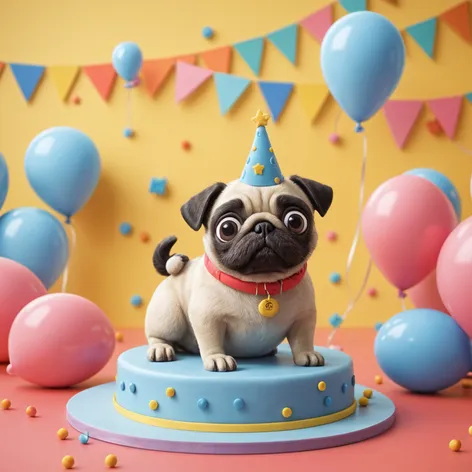 Birthday cake and balloons