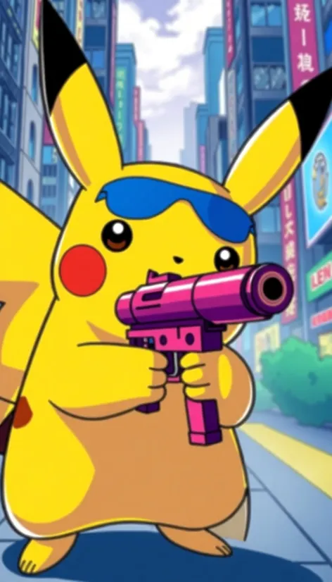 pikachu with gun