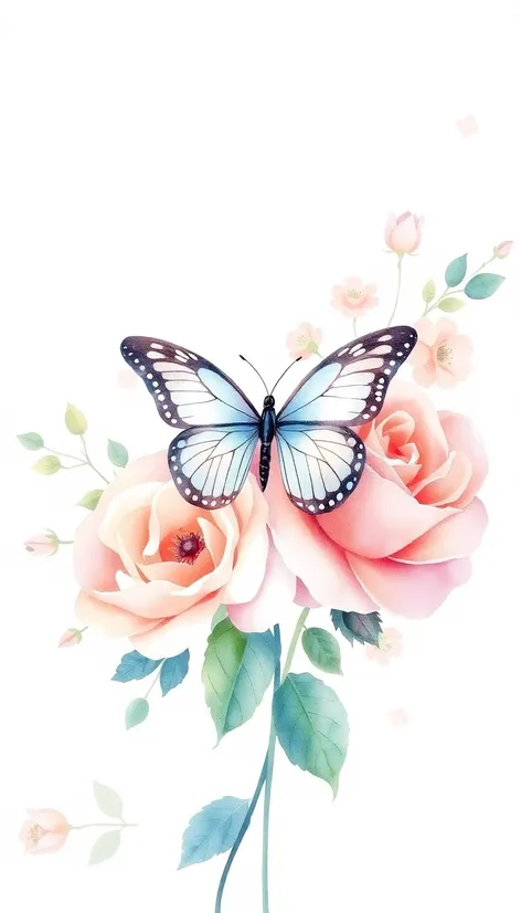 butterfly and rose drawing