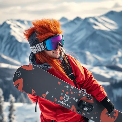 red haired snowboarder