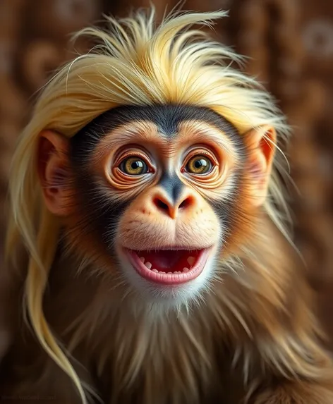 monkey with blonde wig