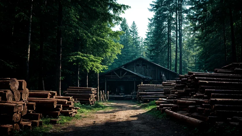 lumber yard in forest