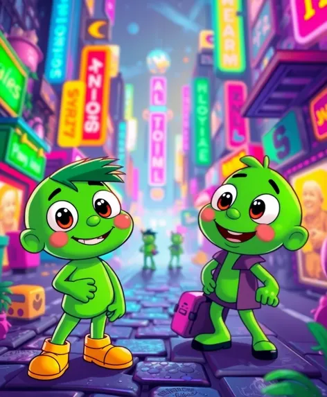 green cartoon characters