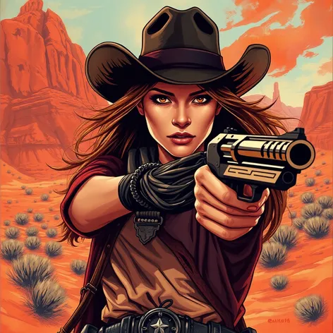 female gunslinger art