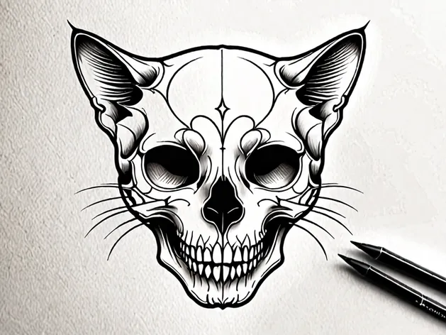 cat skull tattoo