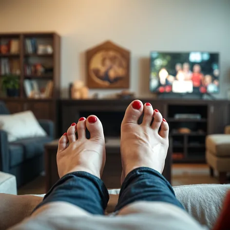 female feet red toe