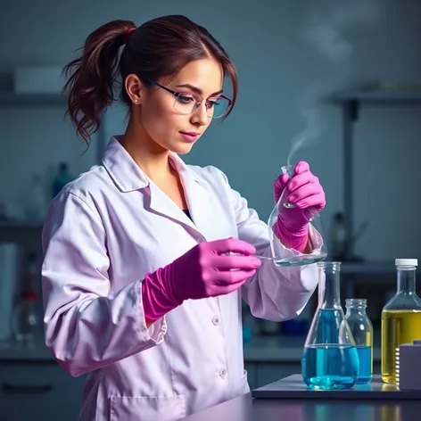 female lab person pouring