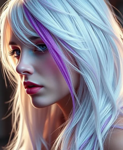 white hair with purple