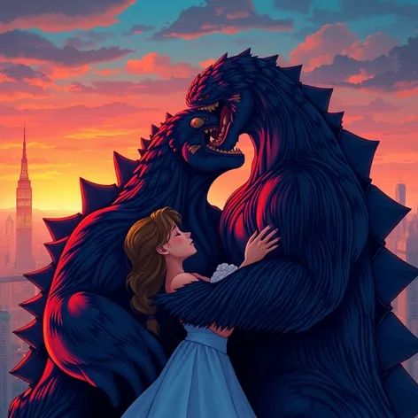 godzilla kong kissing