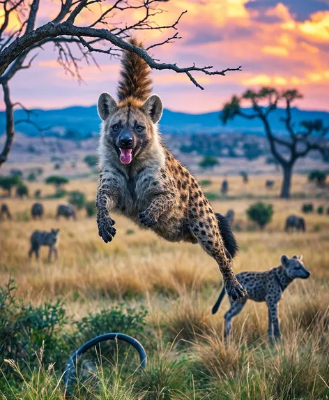 hanging hyena