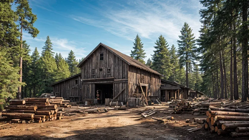 lumber mill in forest