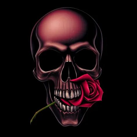 skull rose in mouth