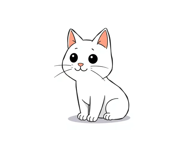 white cat drawing emojicon