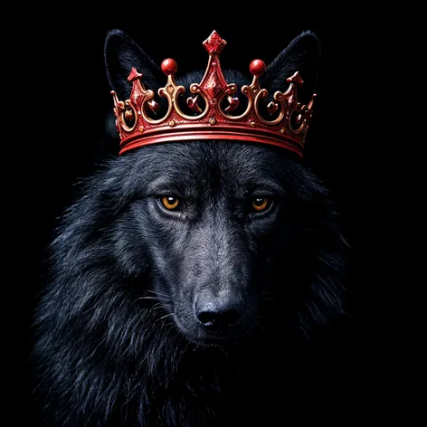 black wolf wearing red