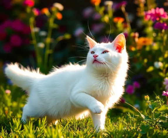 gato blanco jugando