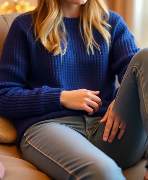 blue sweater with jeans