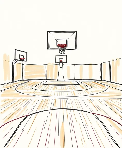 hand drawn basketball court