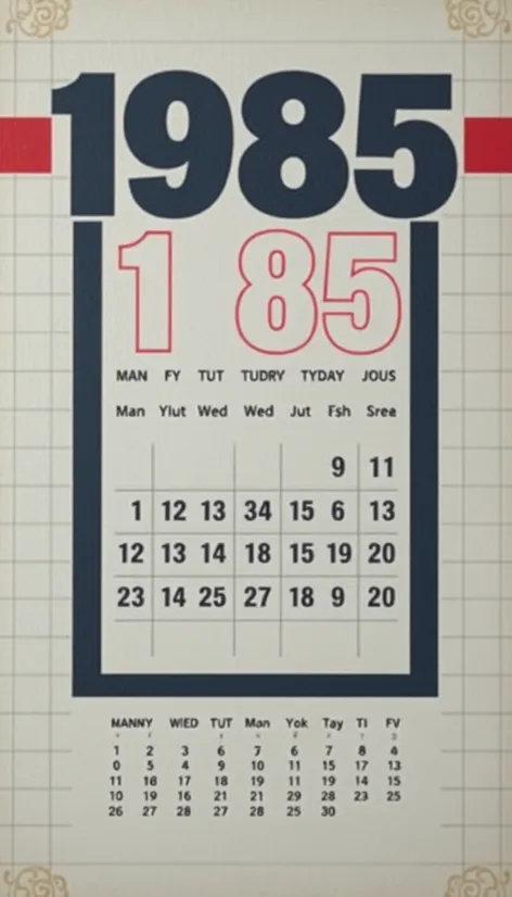 1985 calendar