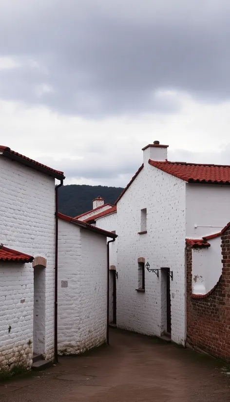 white brick houses