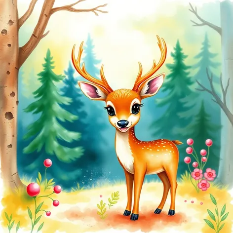 deer drawing cute