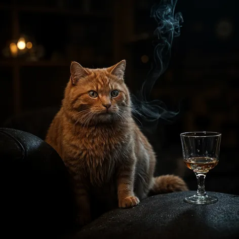 Ginger cat with cigarette