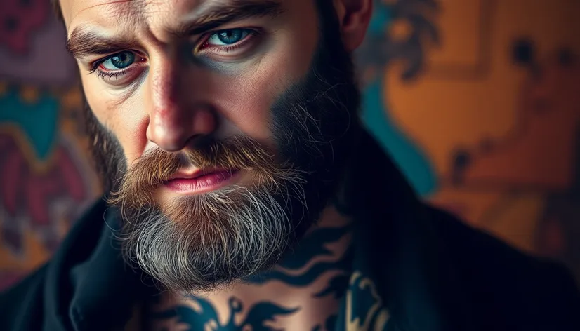 man with beard tattoo