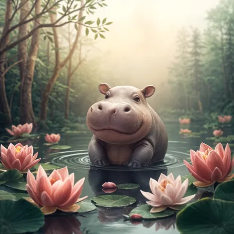 cute baby hippo with