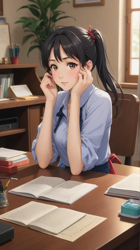 cute anime girl Sitting