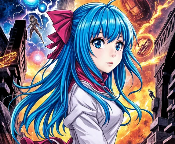 blue hair anime girl