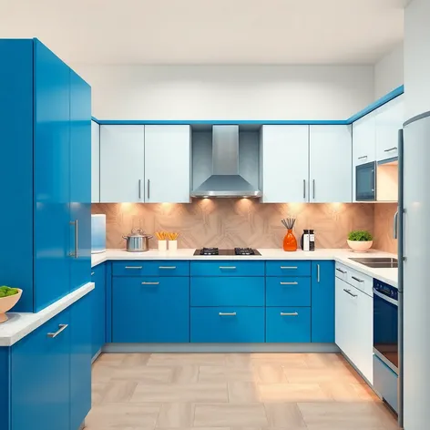 blue and white kitchen